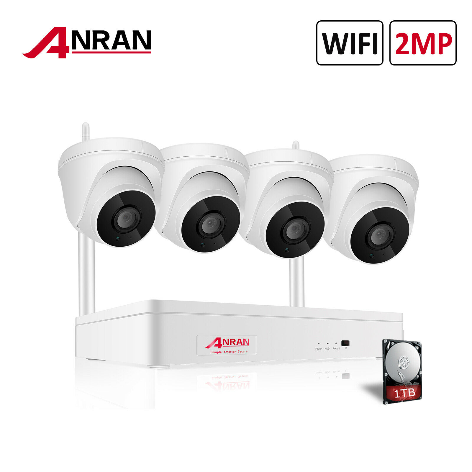 ANRAN WLAN Überwachungskamera System 8CH Funk 1080P NVR Home Outdoor Mit 2TB HDD 